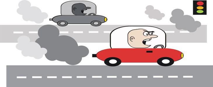 Carbon-Monoxide - A cartoon picture of cars polluting the air.